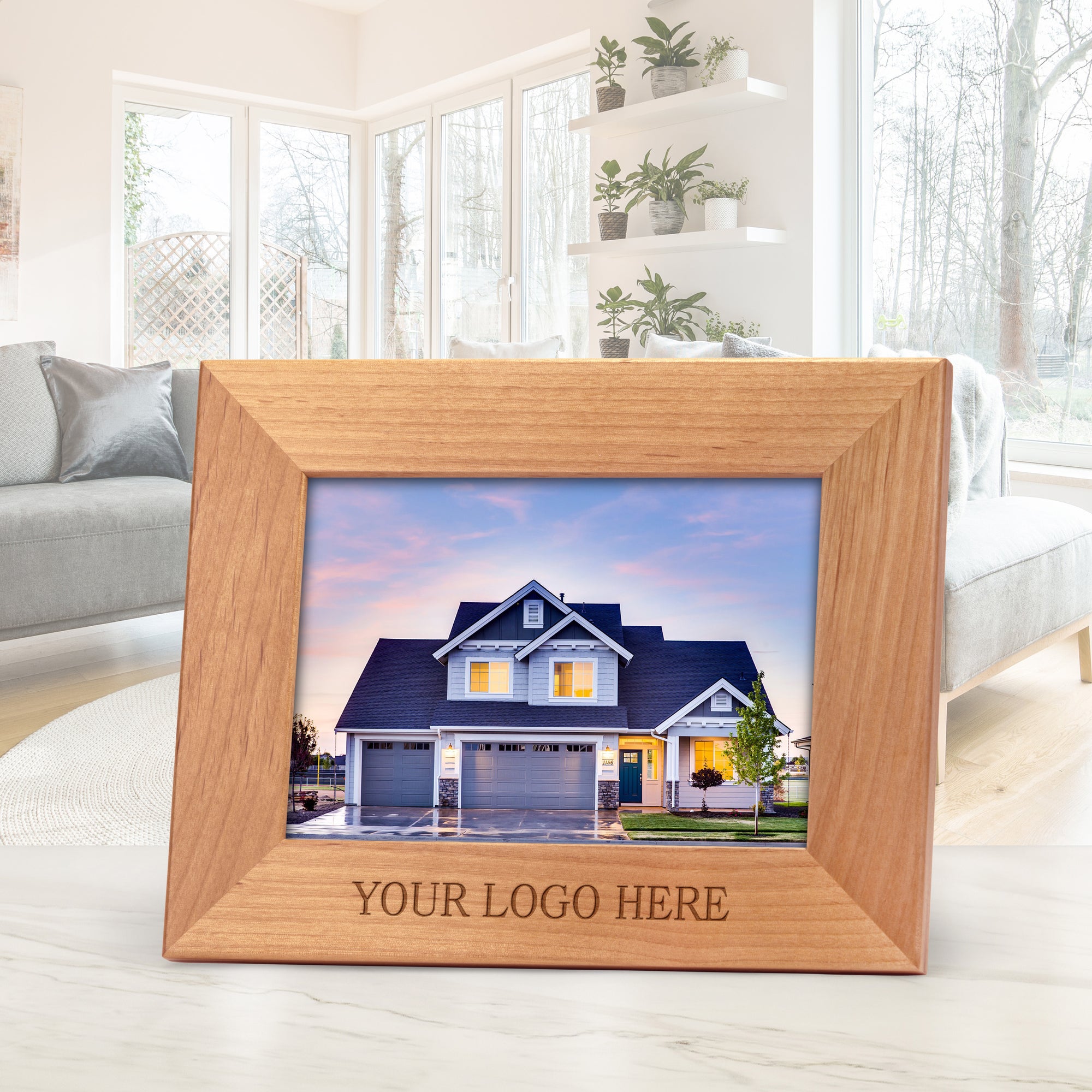 Photo frame with company logo