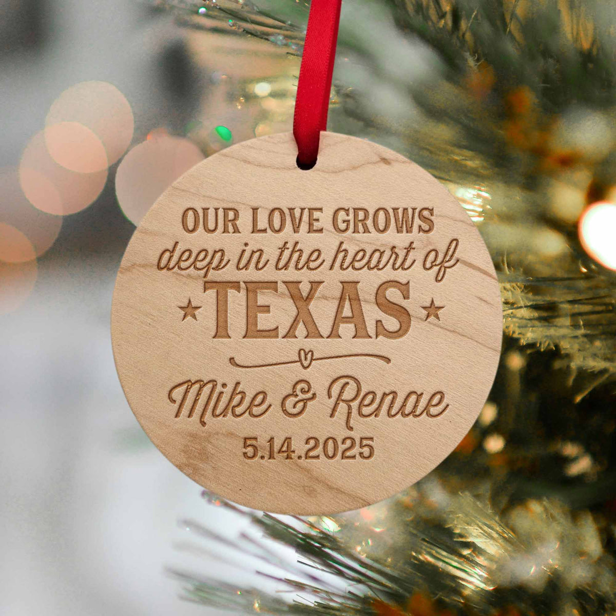 Texas themed Christmas ornaments for couples