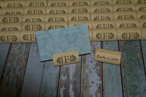 Cork Escort Card Holders Table Markers - Initial between Design - Personalized Gallery - 4