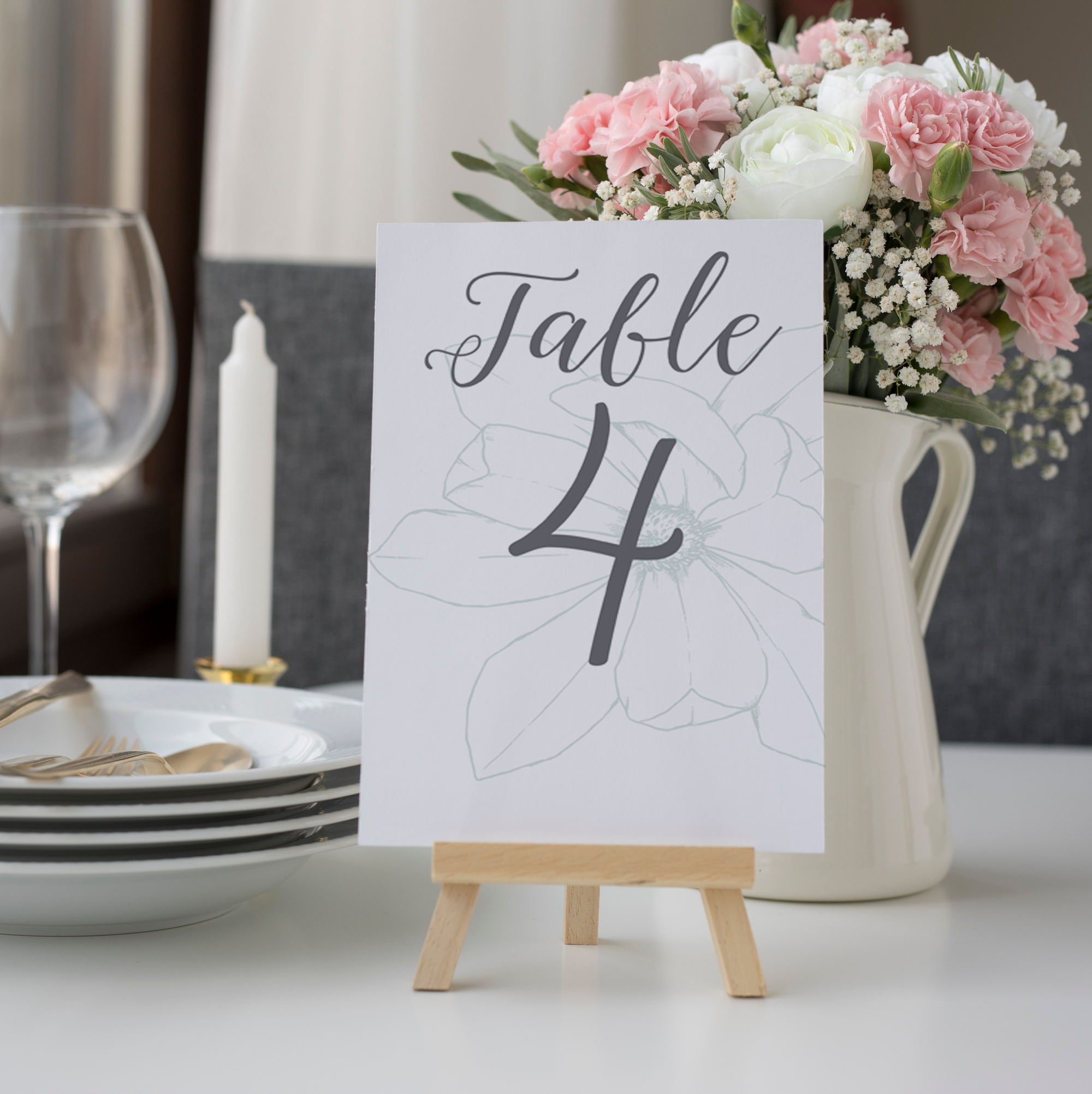 Table Number Signs - Magnolia Bloom