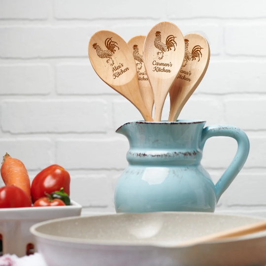 Rooster Spoon - Personalized Rustic Kitchen Utensil - Personalized