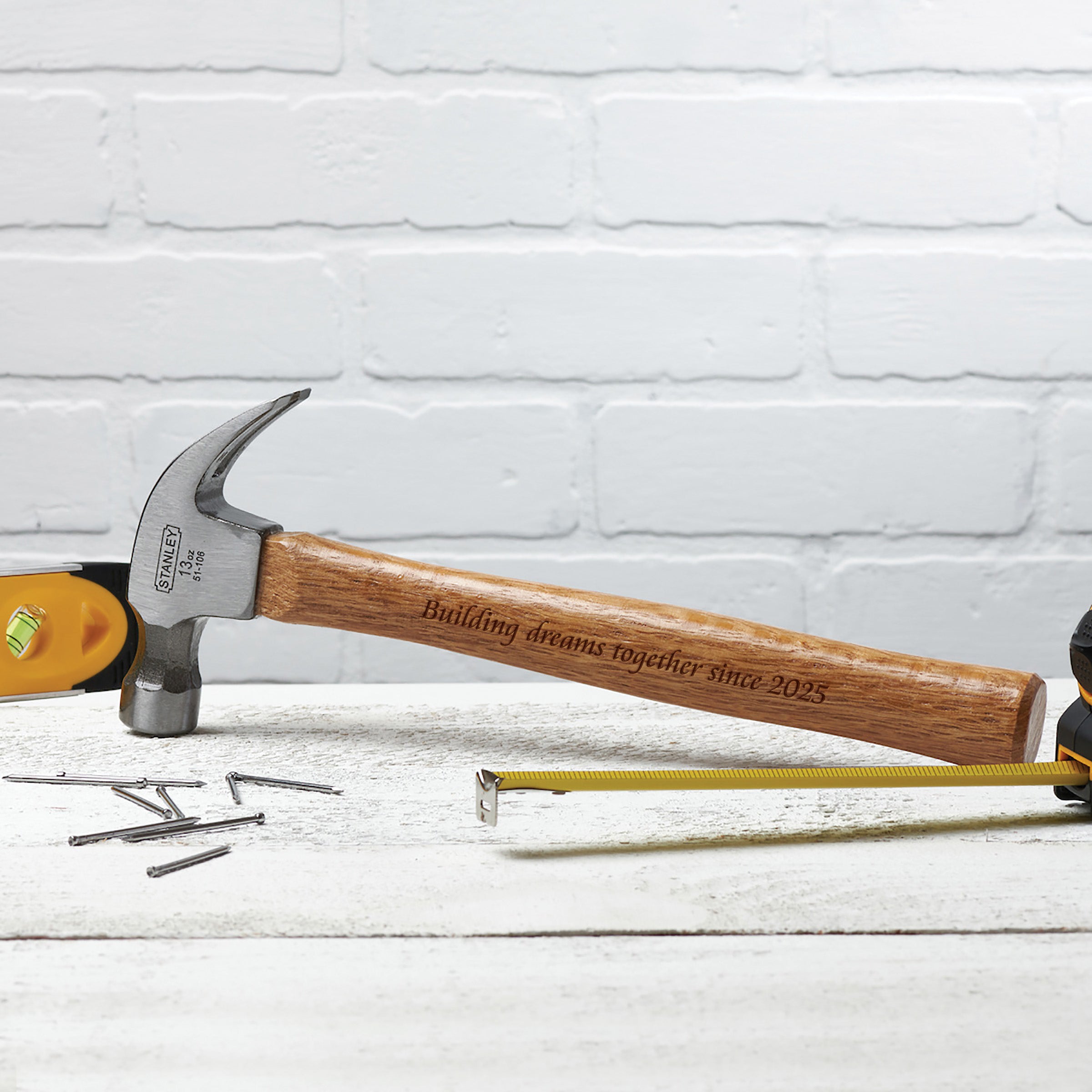 Building dreams together engraved claw hammer 