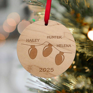 Christmas bulbs engraved wooden ornaments 