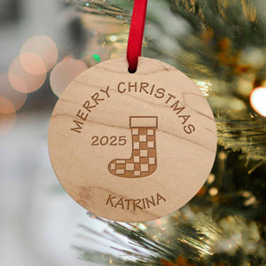 wooden stocking ornament