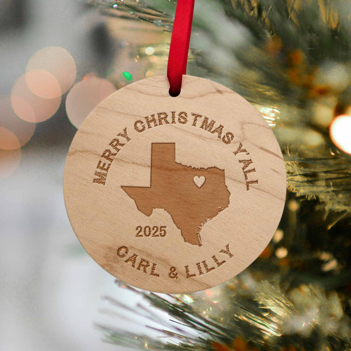 wooden texas ornaments