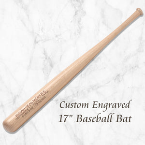 Custom mini baseball bats engraved with birth stats