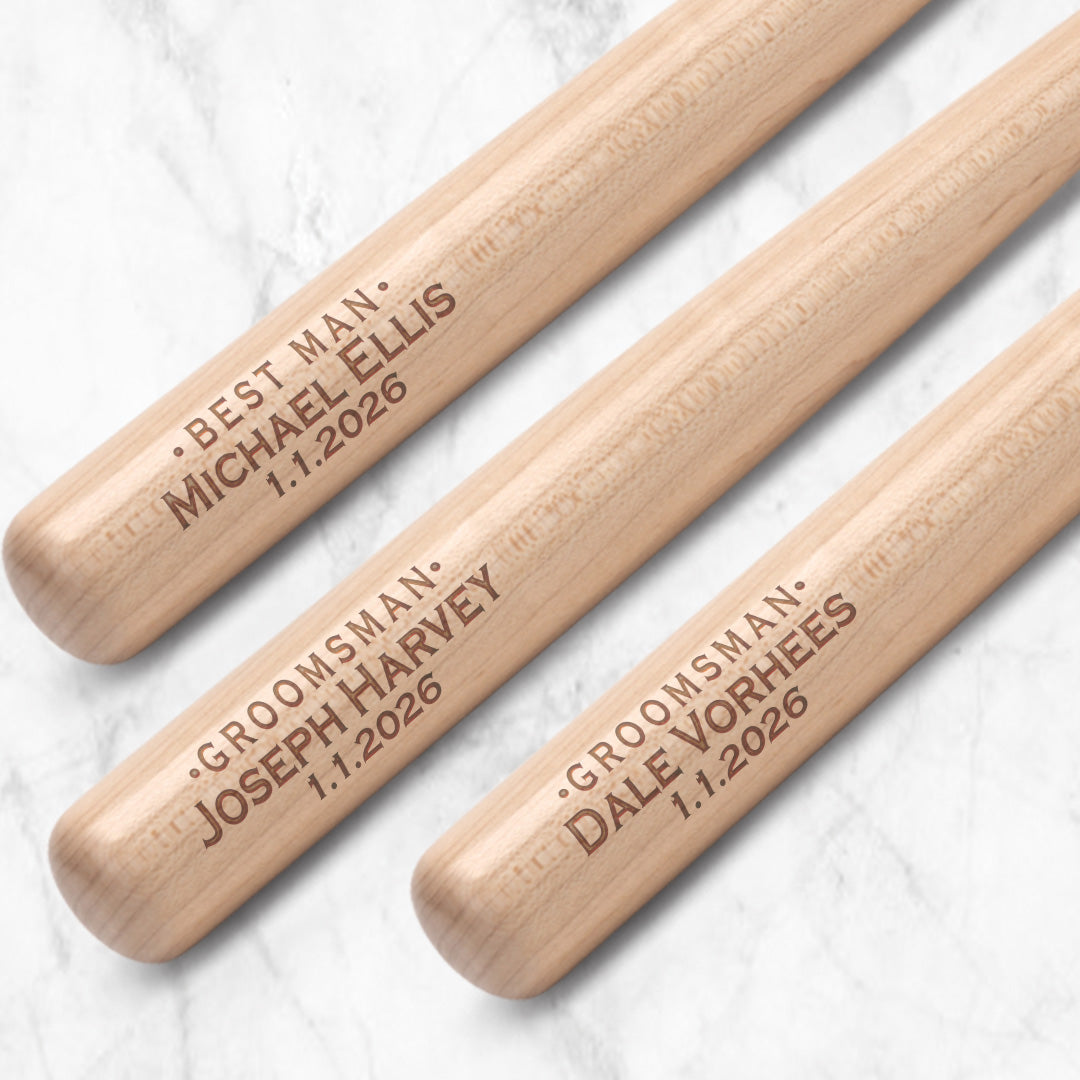 Small wooden bat groom crew gifts 