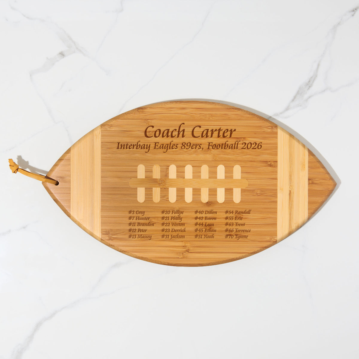 Football shaped cutting board coach gift  