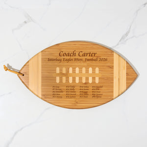 Football shaped cutting board coach gift  