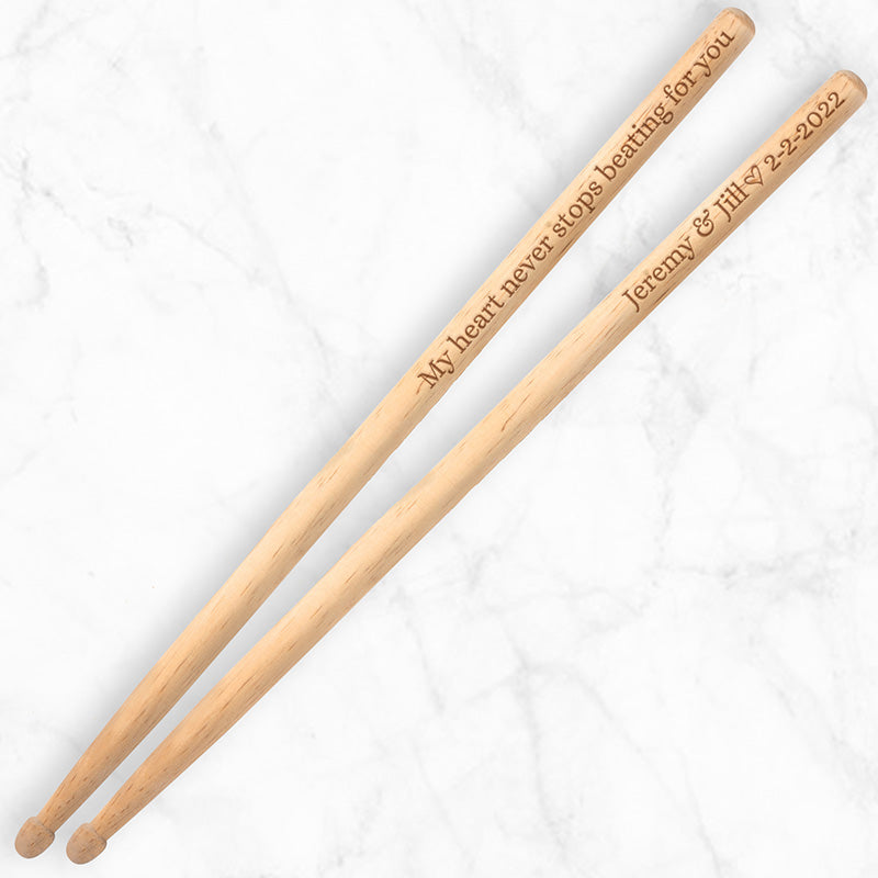 Engraved Drumsticks - Heart Never Stops Beating for You - Gallery