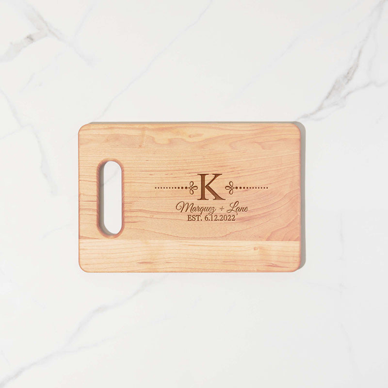 Wooden Cutting Board Initial Dots