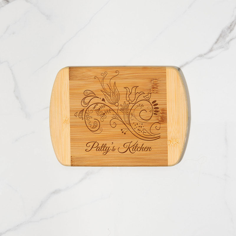 Personalized Floral Large Cutting Board With Handle