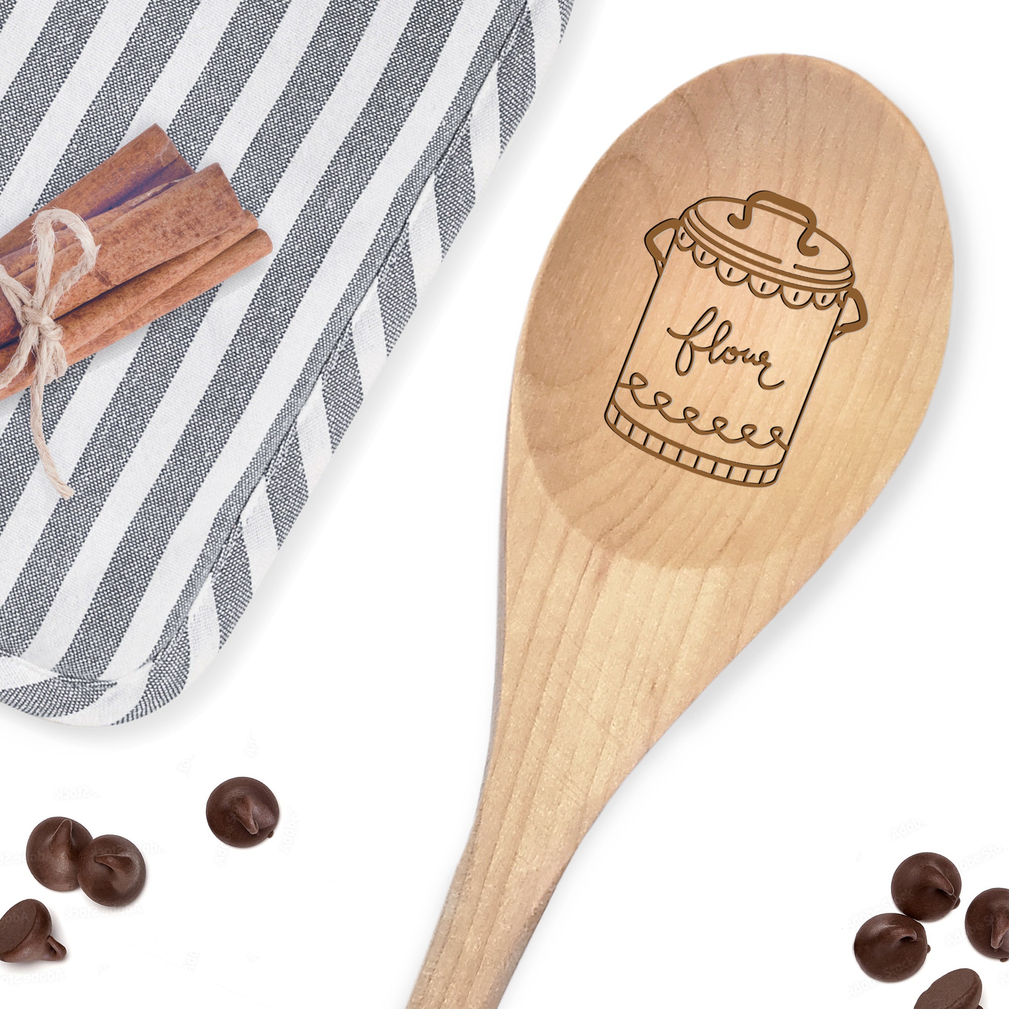 Monogram Wooden Spoon - Swirl Monogrammed Design - Personalized Gallery