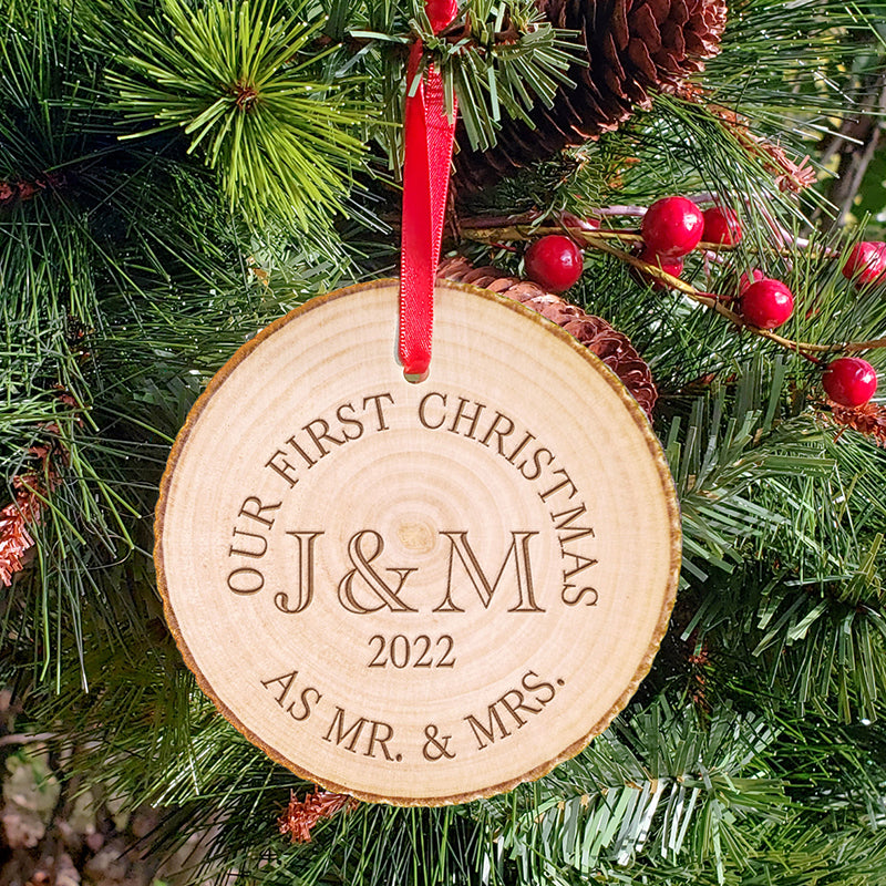 First Christmas as Mr and Mrs Couple Ornament Personalized Gallery