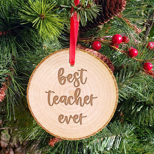 Teacher Christmas Gift - Best Teacher Ever Personalized Ornament