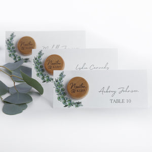 Eucalyptus Escort Cards with Wine Stoppers