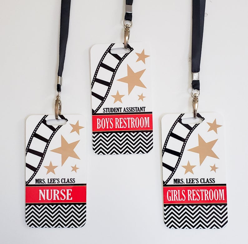 In the Movies Hall Pass Set - Classroom Accessories - Personalized Gallery