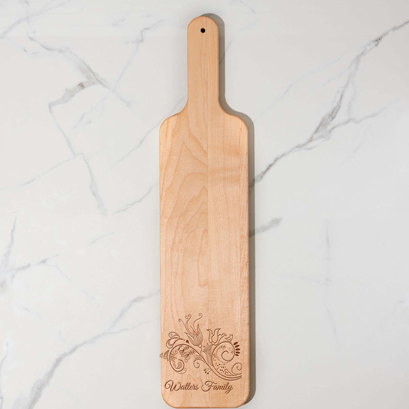 Personalized Floral Large Cutting Board With Handle