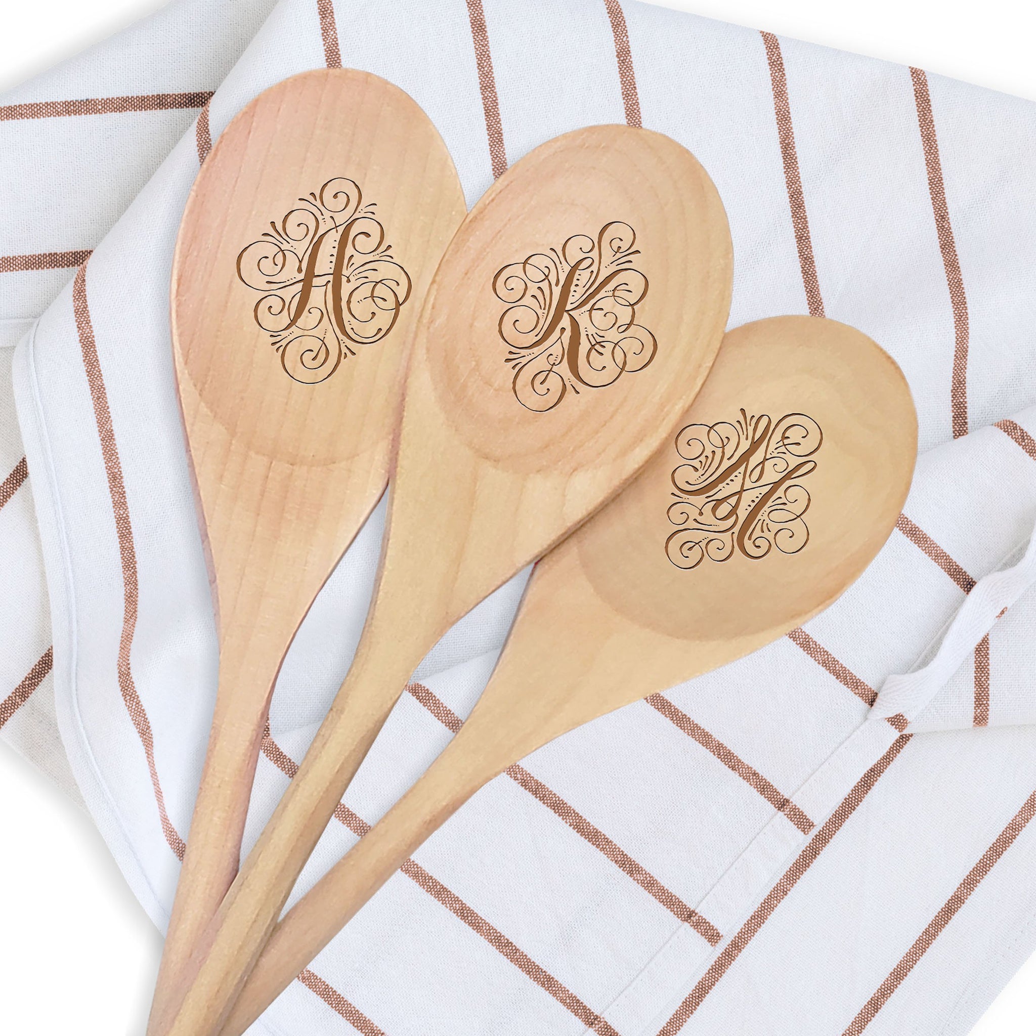 Monogram Wooden Spoon - Swirl Monogrammed Design - Personalized Gallery