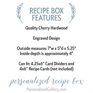 Personalized Wood Recipe Box - Wreath Monogram
