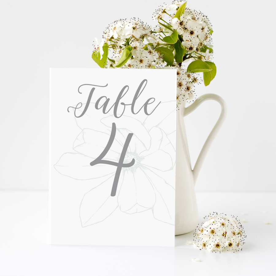 Table Number Signs - Magnolia Bloom