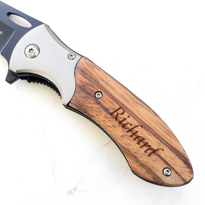 Groomsman Personalized Wooden Handle Folding Knife